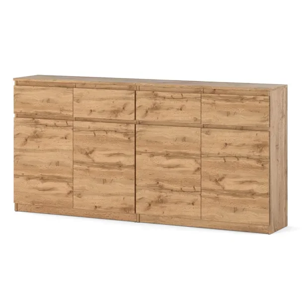 Zestaw 200cm 2x Komoda Aga 100 cm Dąb Wotan 4 szuflady 4 drzwi do salonu
