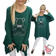 Bluzki damskie - TUNIKA DAMSKA MISIU cyrkonie błyszcząca wygodna dłuższa bluza 50 52 5XL 6XL - miniaturka - grafika 1
