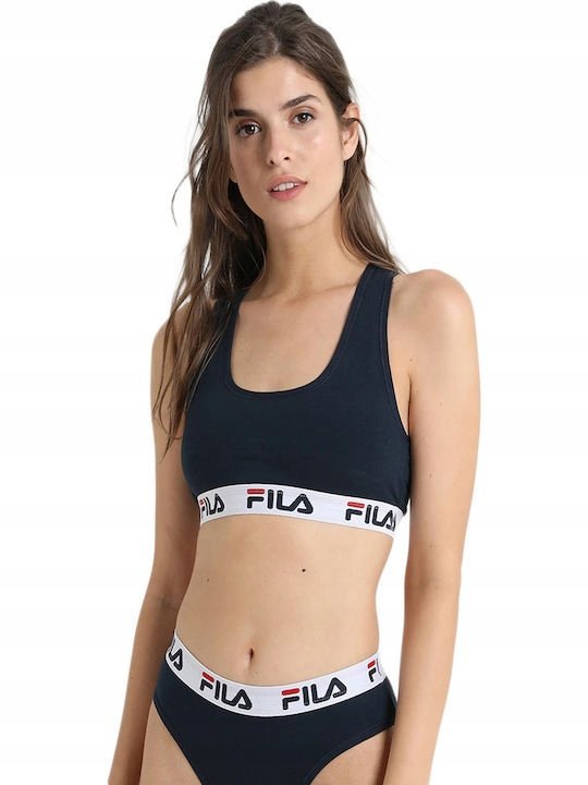 Fila Niebieski Bawełniany Biustonosz Sportowy Z Logo M J2A