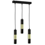 Lampy sufitowe - KET LAMPA wisząca KET1256 metalowa OPRAWA kaskada ZWIS tuby czarne złote KET1256 - miniaturka - grafika 1