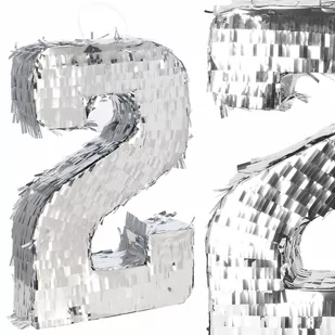 Piniata urodzinowa srebrna cyfra 2 dla dzieci PIN003 - Urodziny dziecka - miniaturka - grafika 1