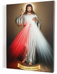 Obraz religijny z Jezusem Miłosiernym - płótno canvas - Ikony i obrazy sakralne - miniaturka - grafika 1