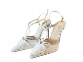 Czółenka - Guess Ażurowe Szpilki z Kokardą i Paskiem Miejskie Beżowe 39 Gpb - GUESS - miniaturka - grafika 1