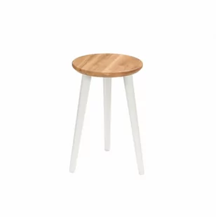 Taboret lub hocker okrągły z litego dębu Modern Oak, Wykończenie nogi - Buk - farba biała, Wysokość [cm] - 47, Średnica siedziska [cm] - 30 - Taborety i hokery - miniaturka - grafika 1
