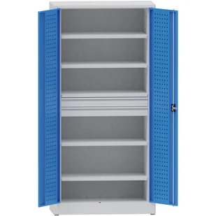 PARTNER B2B Metalowa szafa warsztatowa na narzędzia KOVONA, 4 półki, 2 szuflady, spawana, nośność 50 kg, 950 x 500 x 1950 mm 178591 - Pozostałe wyposażenie warsztatu - miniaturka - grafika 1