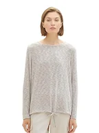 Koszulki i topy damskie - TOM TAILOR Damska koszulka z długim rękawem z wiązaniem, 32398-Clouds Grey Melange, XL - miniaturka - grafika 1