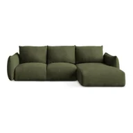 Narożniki - Zielony rozkładany narożnik z tkaniny szenilowej (prawostronny/z szezlongiem) Leila – Makamii - miniaturka - grafika 1