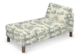 Dekoria pl pl Pokrowiec na szezlong Karlstad wolnostojący krótki tło ecru niebieskie postacie 80 x 160 x 80 cm Avinon 732-132-66 - Pokrowce na meble - miniaturka - grafika 1