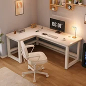 Biurka gamingowe - BIURKO NAROŻNE GAMINGOWE KOMPUTEROWE DUŻE NOWOCZESNE BIAŁE LOFT 120 CM SOLIDNE - miniaturka - grafika 1