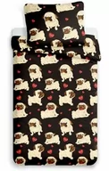 Pościel - Jerry Fabrics Pościel z mikrofibry 140x200 Psy bulldogs czarna beżowa poszewka 70x90 - miniaturka - grafika 1