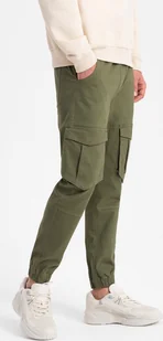 Ombre Clothing Męskie spodnie jogger Razi oliwkowe S - Spodnie męskie - miniaturka - grafika 1
