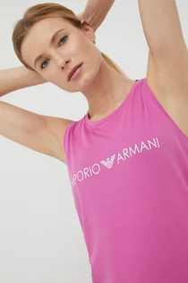 Koszulki i topy damskie - Emporio Armani Underwear top plażowy bawełniany 262363.2R340 kolor fioletowy - grafika 1