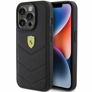 Etui Ferrari Quilted Metal Logo na iPhone 15 Pro - czarne - Etui i futerały do telefonów - miniaturka - grafika 1