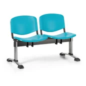 Inne meble biurowe - Ławka do poczekalni plastikowa ISO, 2-siedziska, zielony, chromowane nogi - miniaturka - grafika 1