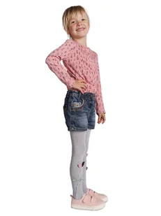 Rajstopy dziewczęce bawełniane z elementem 3D listki szare 104-110 YOCLUB - Rajstopy - miniaturka - grafika 1