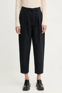 Spodnie damskie - Marc O'Polo spodnie damskie kolor granatowy fason cygaretki high waist 5000007591 - miniaturka - grafika 1