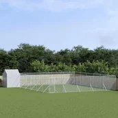 Sprzęt podróżny i transportery dla psów - vidaXL Kojec dla psa z dachem, srebrny, 12x12x2,5 m stal galwanizowana - miniaturka - grafika 1