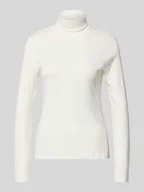 Bluzki damskie - Bluzka o kroju regular fit z mieszanki bawełny z długim rękawem i golfem - miniaturka - grafika 1