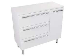 Szafka Stojąca Z Blatem ATH 90 cm D Lewa - Biały Mat - Uchwyty Chromowane - Szafki łazienkowe - miniaturka - grafika 1