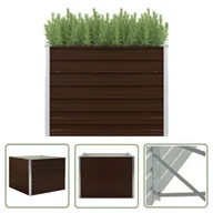 Donice - The Living Store Donica do podniesionej grządki - brązowa - 100x100x77 cm - stal - Skrzynia Do Podniesionej Grządki - miniaturka - grafika 1