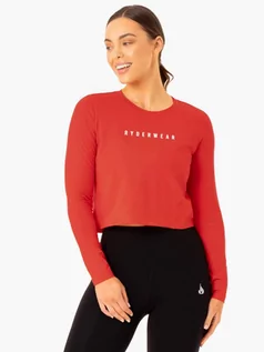 Koszulki sportowe damskie - Ryderwear Ryderwear Damski top z długim rękawem Foundation Red L - grafika 1