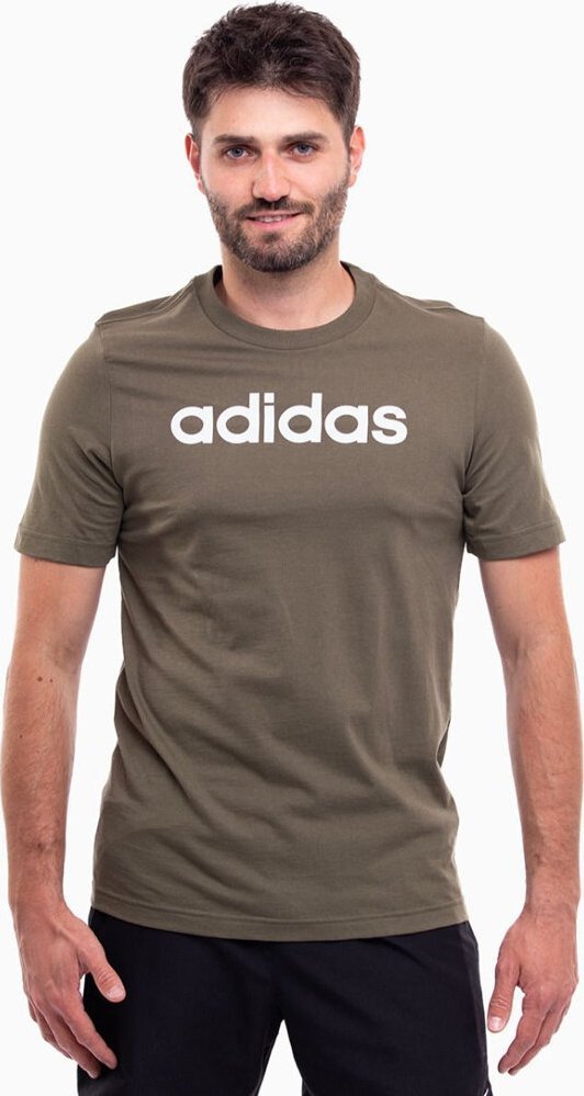 Adidas Koszulka męska adidas Essentials Single Jersey Linear Embroidered Logo Tee khaki IC9280 S