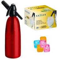 Saturatory - Saturator syfon do wody ART Quick Soda 1 l czerwony + 25 naboi + 5 kostek lodu - miniaturka - grafika 1