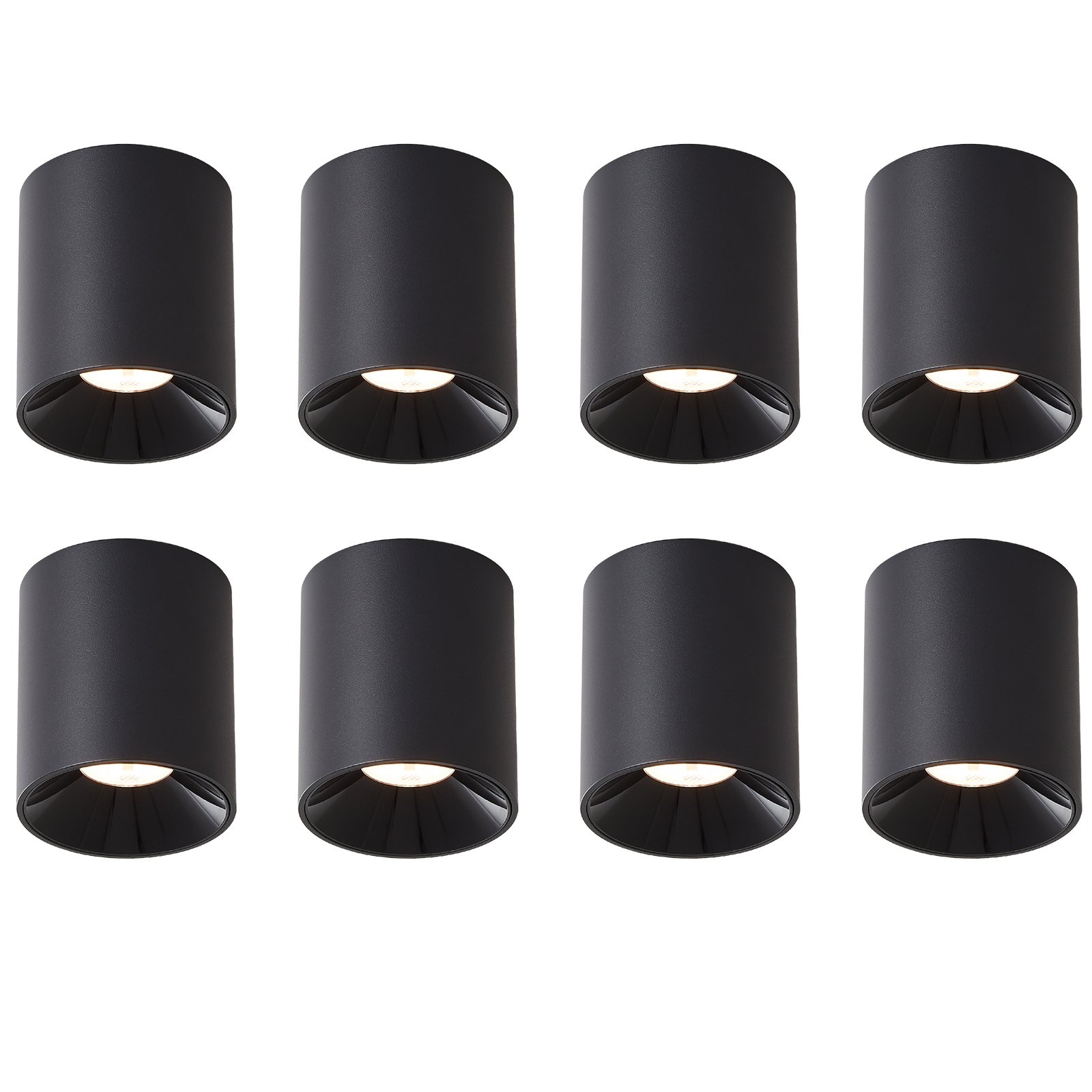 ZMH LED lampa sufitowa 8ER natynkowy spot sufitowy 7W ciepły biały natynkowy reflektor czarny natynkowy reflektor okrągły reflektor sufitowy mały do kuchni salonu jadalni