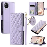 Portfele - Dla Samsung Galaxy A12 Etui Skórzany Portfel Z Klapką Pokrowiec Na Telefon Z Paskiem Na Ramię - Czerwony Fioletowy - miniaturka - grafika 1