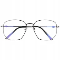Okulary korekcyjne, oprawki, szkła - Okulary Pilotki z filtrem światła niebieskiego do komputera zerówki T7591B - miniaturka - grafika 1