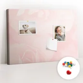 Tablice i flipcharty - Szkolna Tablica korkowa 60x40 cm, Kolorowe Pinezki, wzór Kwitnące róże - miniaturka - grafika 1