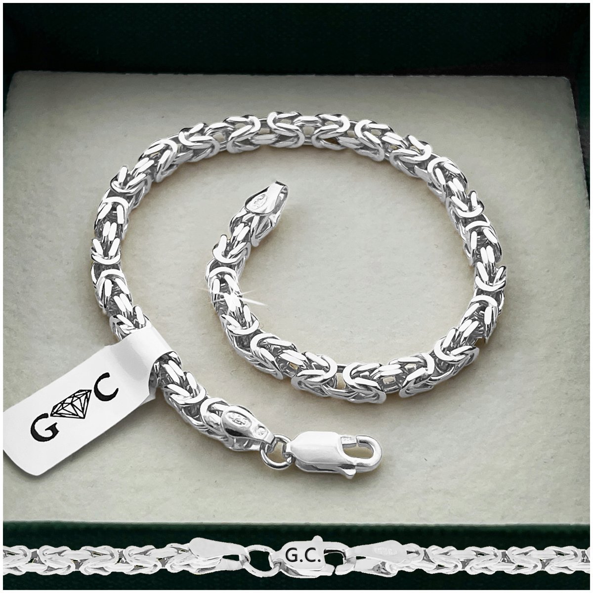 SREBRNA BRANSOLETKA MĘSKA SPLOT KRÓLEWSKI 21cm/3,8mm SREBRO 925 + Y