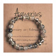 Bransoletki - Bransoletka Zodiakalna Wodnik Elastyczna Kamienie Kryształ Stylowa - miniaturka - grafika 1