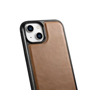iCarer Leather Oil Wax etui pokryte naturalną skórą do iPhone 14 (kompatybilne z MagSafe) brązowy (WMI14220717-TN) - Etui i futerały do telefonów - miniaturka - grafika 5