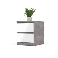 Szafki nocne - Szafka nocna TVILUM Naia, biała połysk/beton, 50x40x50 cm - miniaturka - grafika 1