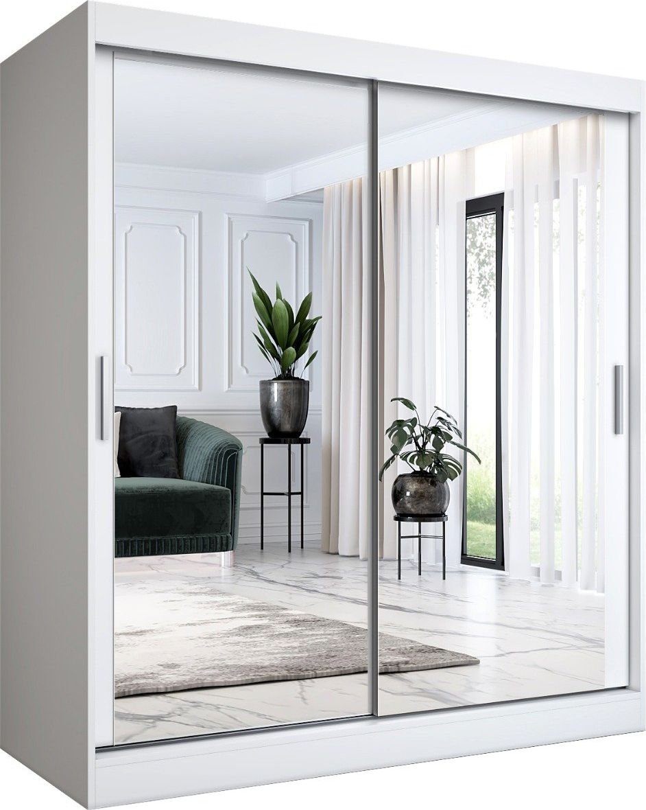 MKPOL Szafa przesuwna MODUO COMFORT 180 biała mat z dwoma lustrami