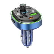 Transmitery FM - Borofone Transmiter FM BC47 Might MP3, Bluetooth - 2xUSB + USB-C - QC 3.0 18W PD 30W niebieski - miniaturka - grafika 1