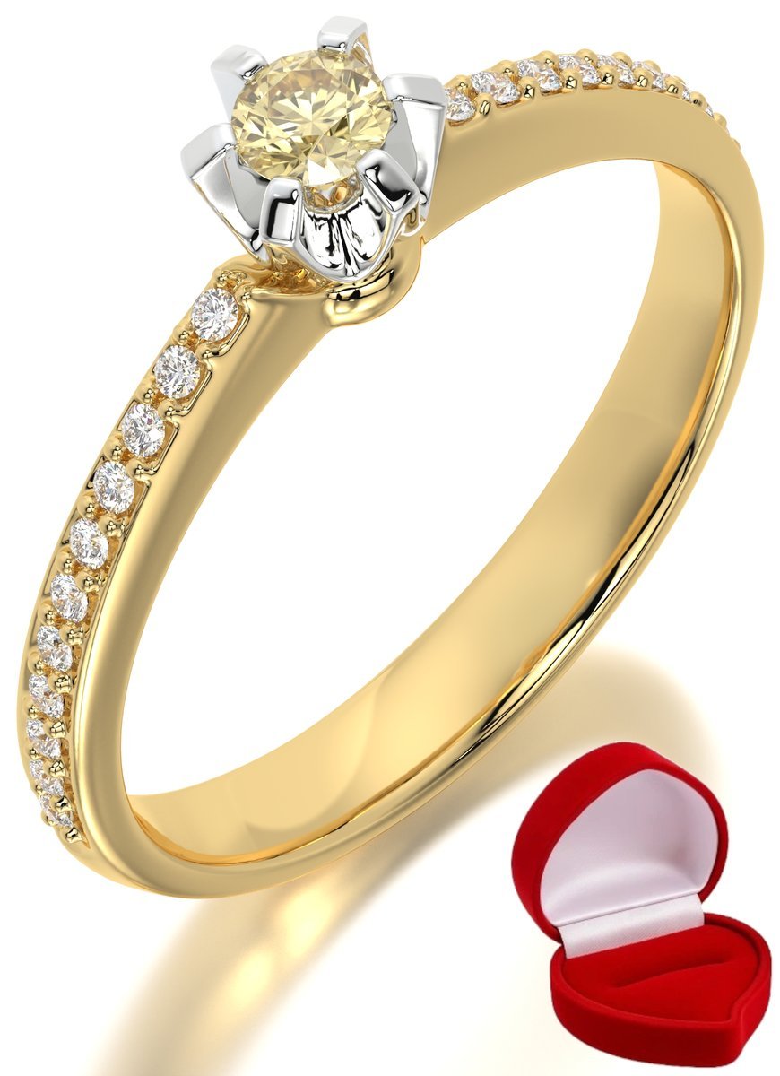 ZŁOTY PIERŚCIONEK ZARĘCZYNOWY 585 14k SZAFIR 0,09 ct + PUDEŁKO R13