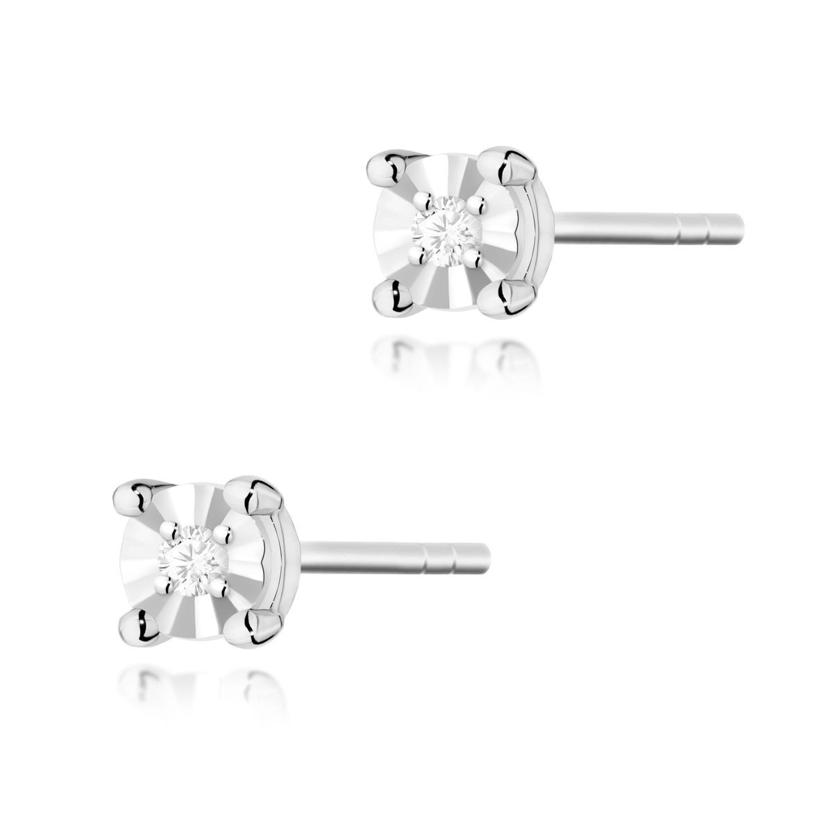 Złote kolczyki Diament 2 x 0,01ct białe złoto pr. 585