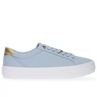 Trampki damskie - Buty Tommy Hilfiger Essential Vulc Canvas FW0FW07682-C1O - niebieskie - miniaturka - grafika 1