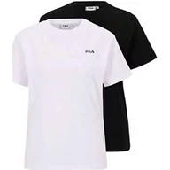 Koszulki i topy damskie - FILA Damska koszulka Bari Double Pack, Bright White-Black Beauty, M - miniaturka - grafika 1