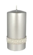 Świece - Artman Candles Candles Crystal Opal Pearl Świeca ozdobna walec średni srebrny 1szt - miniaturka - grafika 1