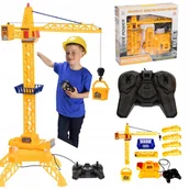 Zabawki zdalnie sterowane - DŹWIG STEROWANY PILOTEM ŻURAW DŹWIĘK LED PILOT MASZYNA BUDOWLANA DUŻY XXL - miniaturka - grafika 1