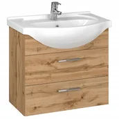 Szafki łazienkowe - Zestaw 60 cm szafka dąb wotan z umywalką ceramiczną - miniaturka - grafika 1