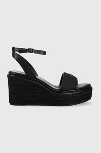 Sandały damskie - Calvin Klein sandały WEDGE 50HH W/HW - JQ damskie kolor czarny na koturnie HW0HW01490 - grafika 1