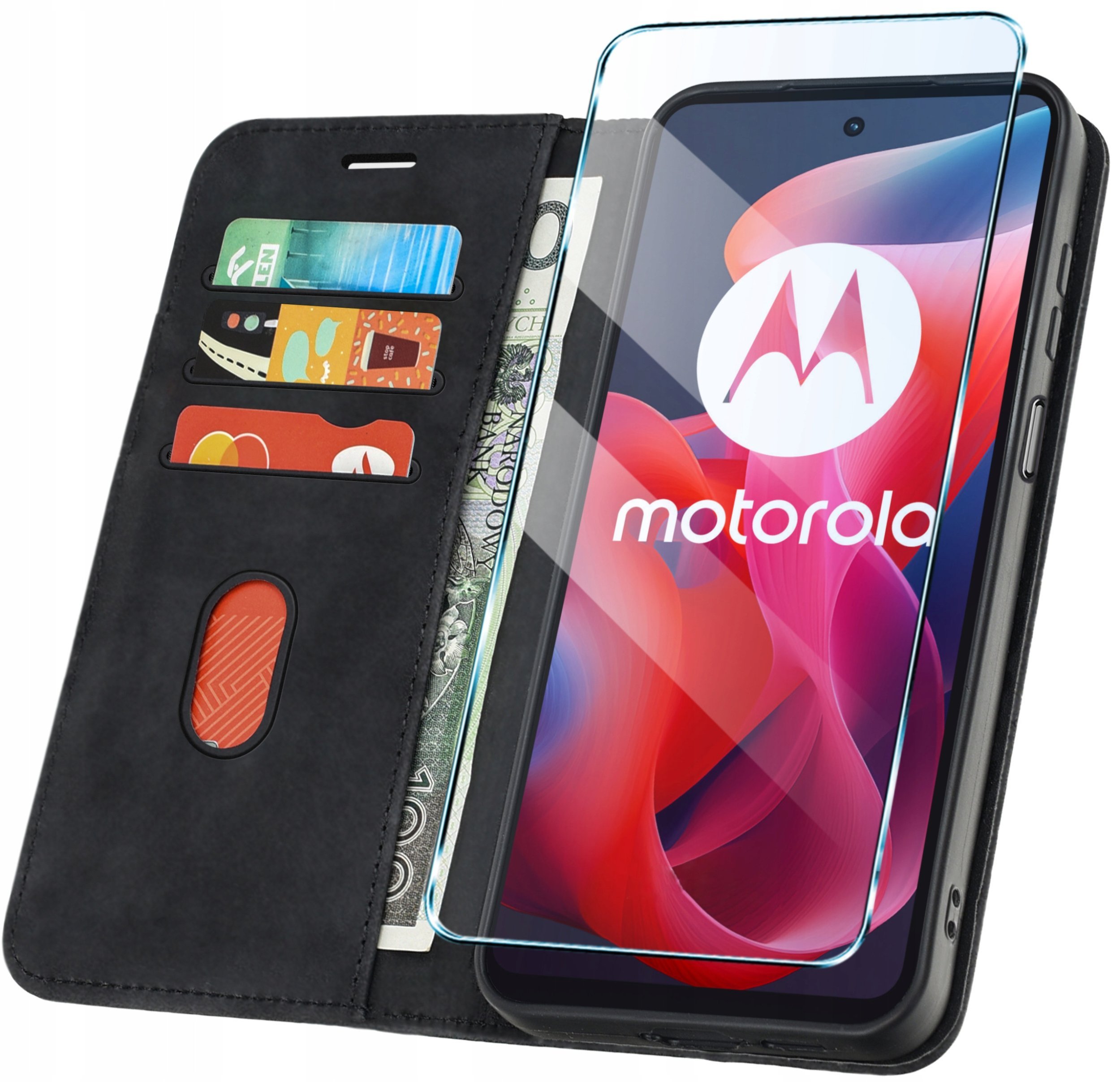 ETUI z KLAPKĄ do Motorola G24|G24 POWER|G04|E14 Zamykane Magnetyczne +Szkło