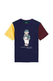 Polo Ralph Lauren t-shirt bawełniany dziecięcy kolor granatowy z nadrukiem - Koszulki dla dziewczynek - miniaturka - grafika 1