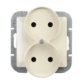 Gniazdka elektryczne - Abex Gniazdo podwójne b/u do ramek Perła - beż - miniaturka - grafika 1