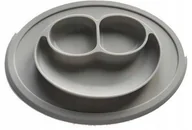 Miseczki i talerzyki dla dzieci - Bi-bi silikonowy talerzyk z podkładką szary - miniaturka - grafika 1