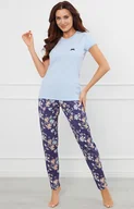 Piżamy damskie - Piżama damska niebieska na krótki rękaw i długie spodnie Pulia, Kolor błękitno-niebieski, Rozmiar S, Italian Fashion - Primodo.com - miniaturka - grafika 1